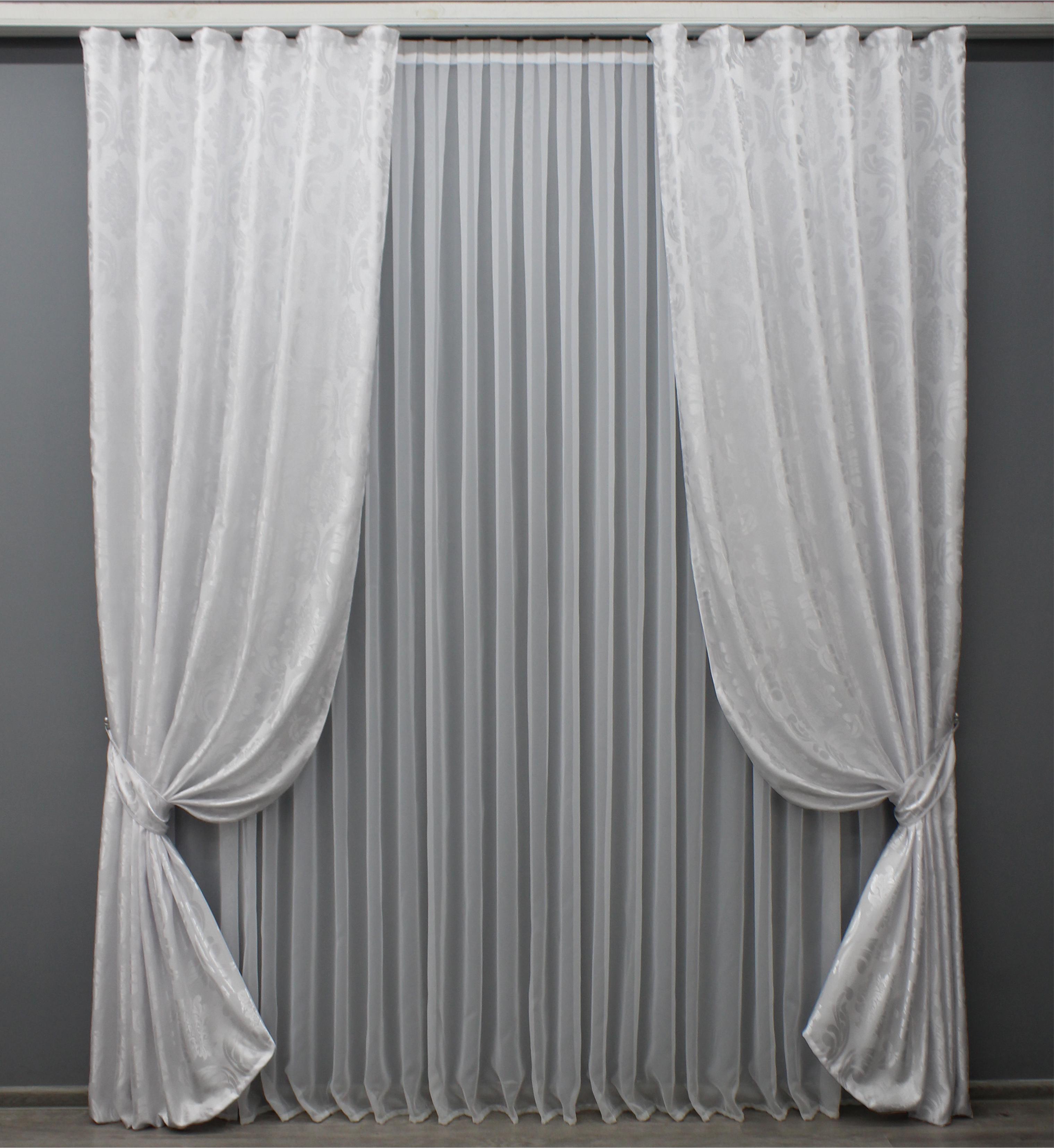 Комплект штор VR-Textil Лион № 606ш жаккард 150х270 см 2 шт. Белый (30-377)