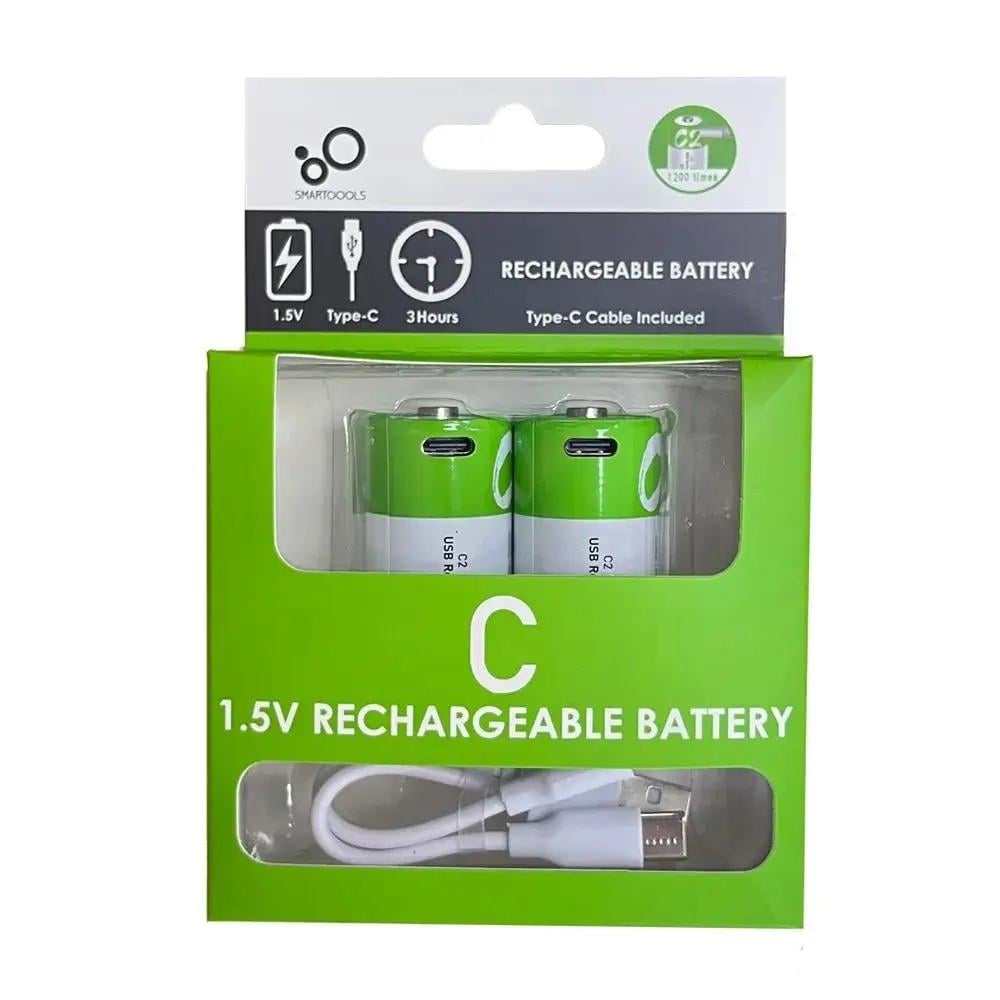 Аккумуляторы перезаряжаемые li-ion Smartoools C R14 LR14 HR14 1,5V 2 шт.