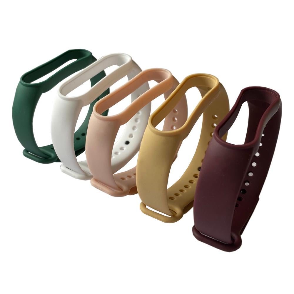 Комплект ремінців MRK для Xiaomi Mi Band 6/5 Autmn Зелений/Білий/Світло-рожевий/Жовтий/Марсала