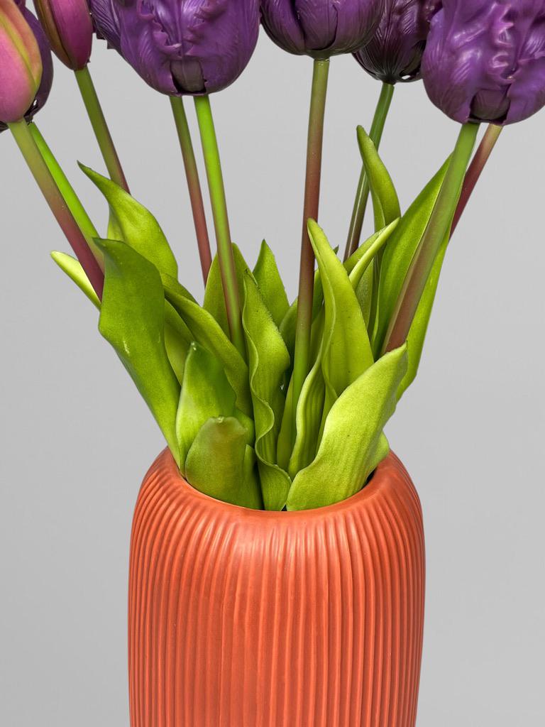 Букет штучних тюльпанів латексні кучеряві 5 шт. 40 см Фіолетовий (К07052) - фото 8