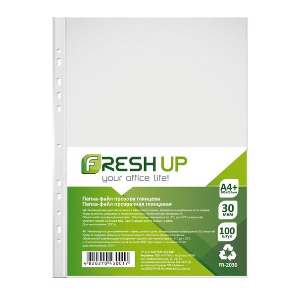 Папка-файл пластикова Fresh Up А4+ 30 мкм глянсова на 11 отворів 100 шт ...