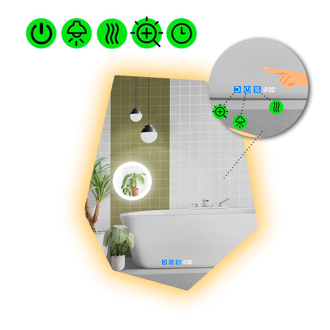 Зеркало с LED подсветкой Montagna 2 с тремя сенсорами 60x45 см (8736809)
