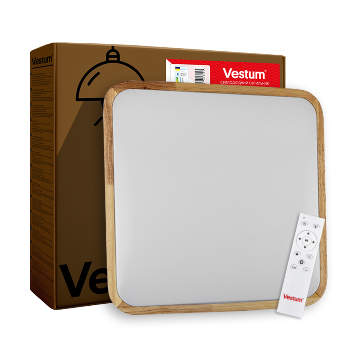 Потолочный светильник Vestum GLOW матовый 60W 3000К-6500К с ДУ 391х391х65 мм Акация - фото 7