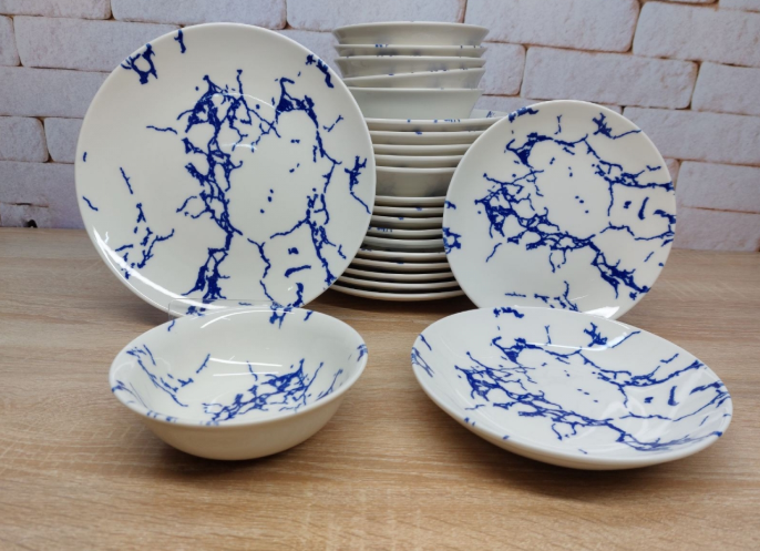 Столовый сервиз  OMS TULU фарфор 6 персон 24 шт. Marble Blue (KL24-Marble Blue)