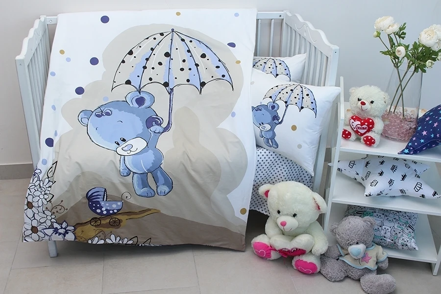 Комплект постельного белья для младенцев TAGtekstil Umbrella Зонтик Голубой (18103)