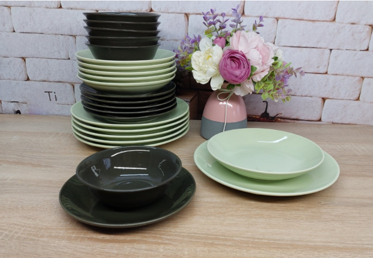 Сервиз столовый OMS TULU фарфор 6 персон 24 пр. Оливковый (KL24-Fistik-Haki)