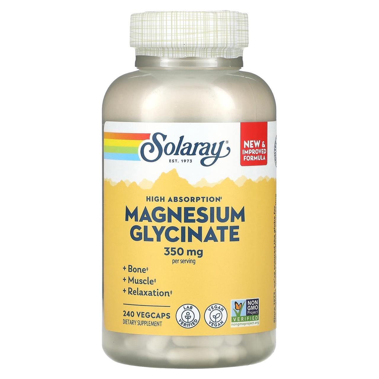 Магний глицинат Solaray Magnesium Glycinate 350 mg поддержка нервной системы 240 вег. капс. (1530933439) - фото 1