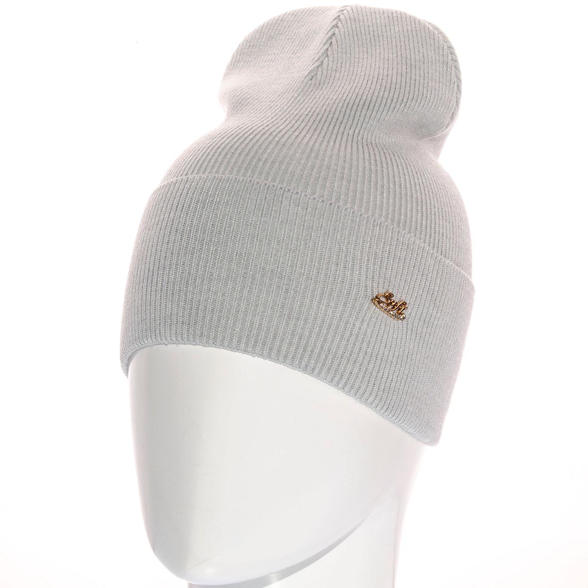 Шапка Sofi SF21101 з відворотом одинарної в'язки рубчиком L р. 57-58 Світло-сірий