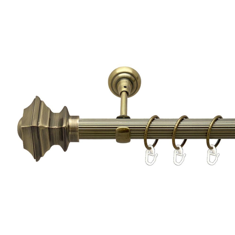 Карниз металевий Orvit Борджеза однорядний відкритий/рифлена труба/кільце металеве Антик 25 мм 200 см (00-00017586)