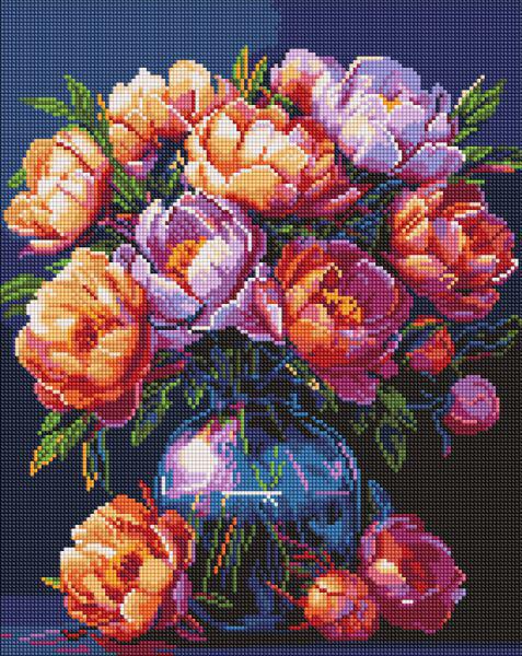 Алмазна мозаїка Ideyka Букет півонії 40x50 см (Id-AMO20028)
