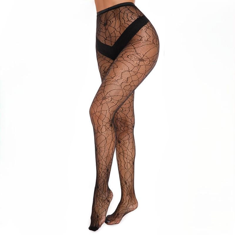 Колготы с паутиной в сетку One Size Черный (К6116)