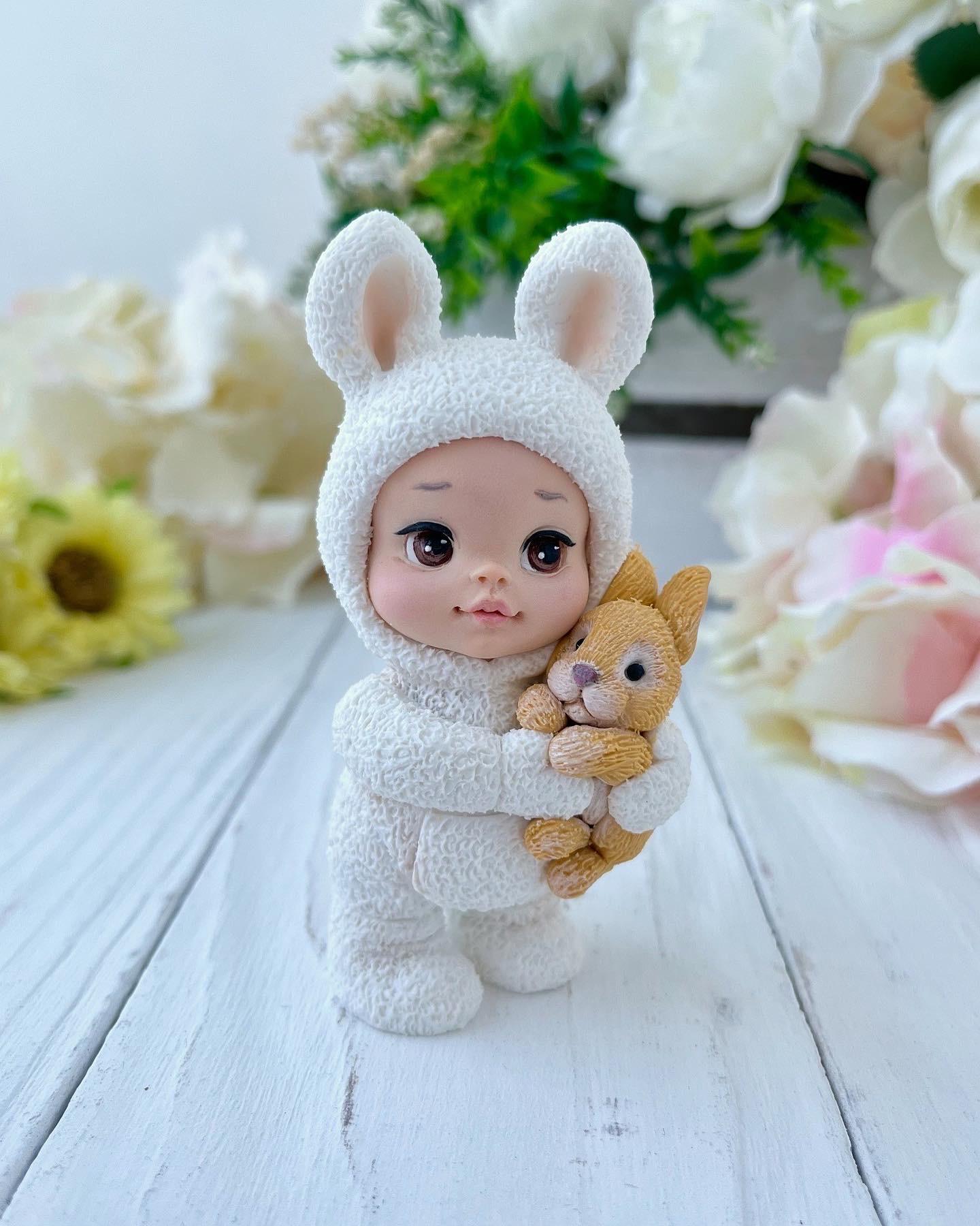 Молд силиконовый Малыш в костюме зайчика (8823)