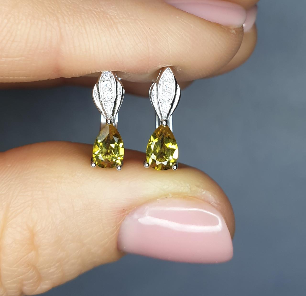 Серьги серебряные с султанитом и кубическим цирконием 3,01 г (1385276266)