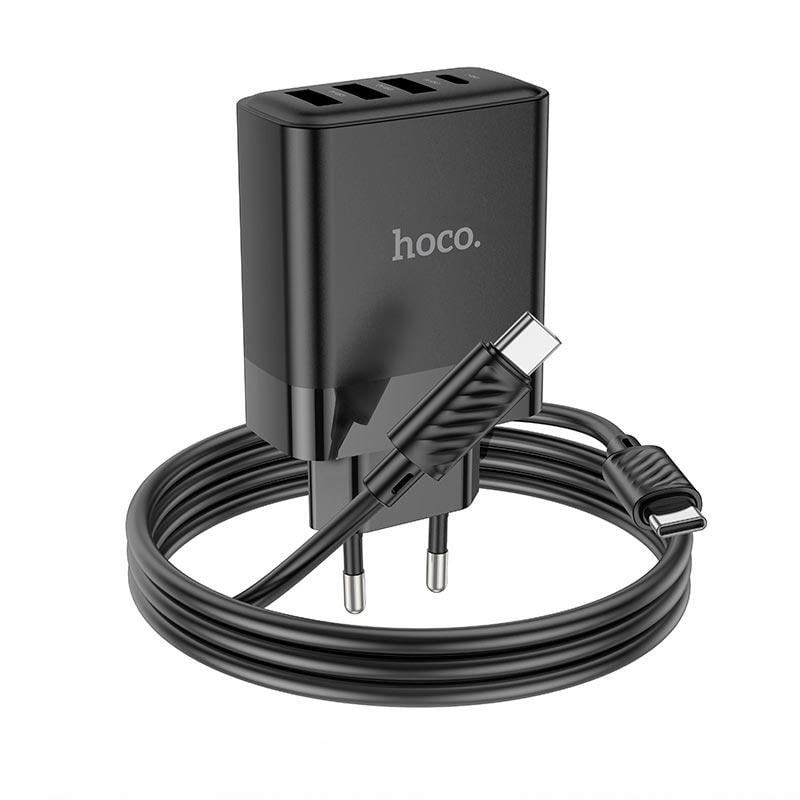 Зарядний пристрій мережевий Hoco Type-C to Type-C Cable Intelligent four-port C127A 3хUSB/1Type-C 45 W 3 A (584779)