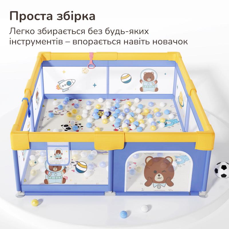 Манеж детский Lumpurini Tibaldo L с дверцей на молнии и карманом для игрушек Сине-желтый (B01150) - фото 3 Манеж детский Lumpurini Tibaldo L с дверцей на молнии и карманом для игрушек Сине-желтый (B01150) - фото 3