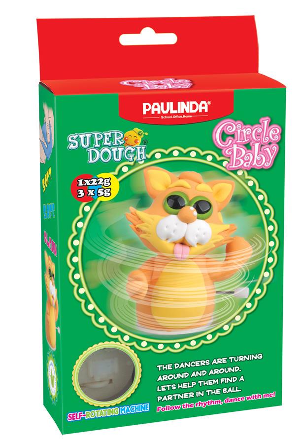 Маса для ліплення Paulinda Super Dough Circle Baby Кіт з заводним механізмом Помаранчевий (PL-081177-4)