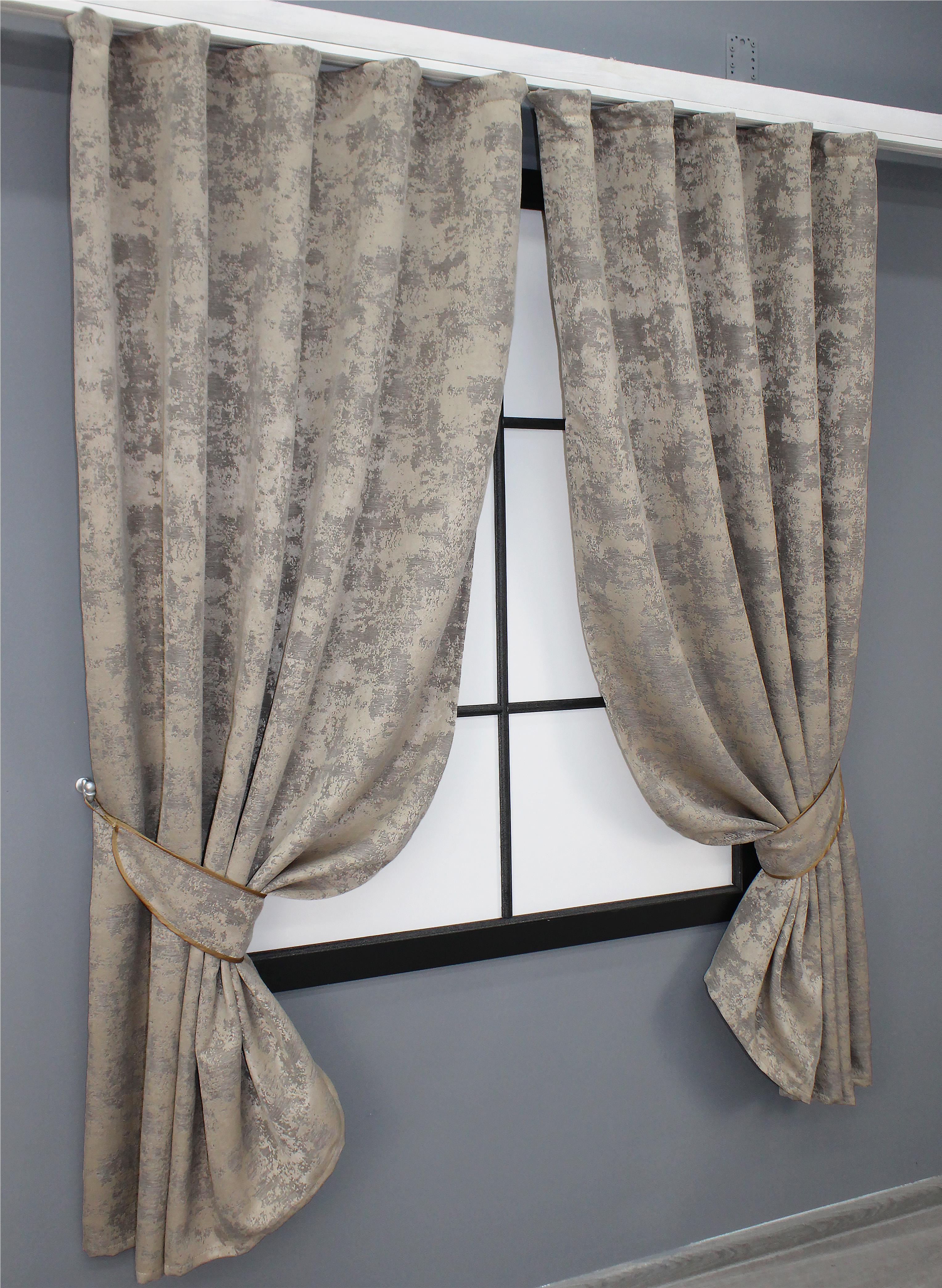 Комплект штор коротких VR-Textil Жакард Sultan YL № 1208ш 2 шт. 130х170 см Бежево-сірий (35-0009) - фото 2 Комплект штор коротких VR-Textil Жакард Sultan YL № 1208ш 2 шт. 130х170 см Бежево-сірий (35-0009) - фото 2