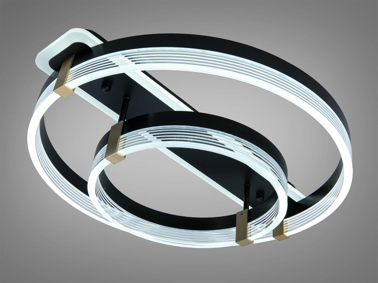 Люстра світлодіодна 2 кільця 75Вт/пульт/димер Чорний (5248/500+300BK)