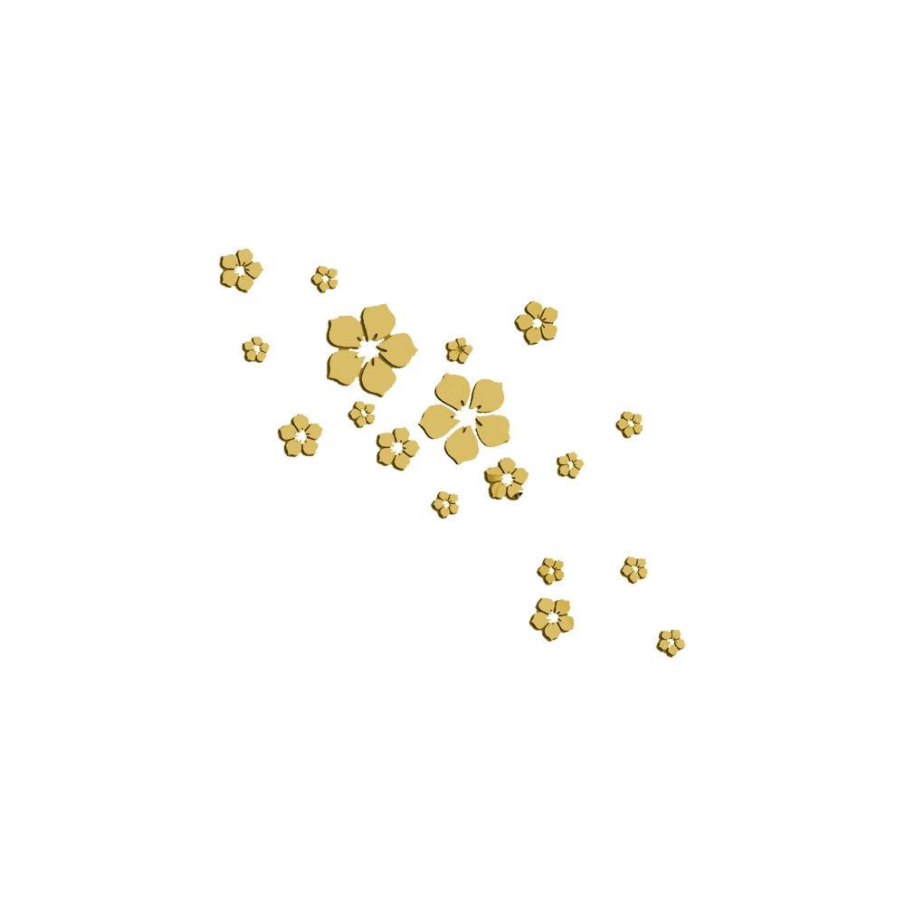 Наклейки зеркальные цветы на стену декоративные акрил Золотистый (8901)