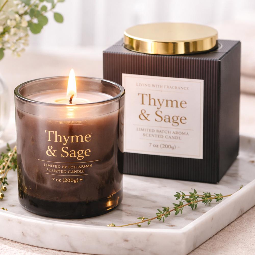 Аромасвеча в стеклянном стакане с металлической крышкой Thyme & Sage 490 г 9x7 см (37-thym-120735)