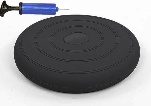 Балансировочная подушка массажная EasyFit 34 см гладкая с насосом Черный (EF-BM34B)