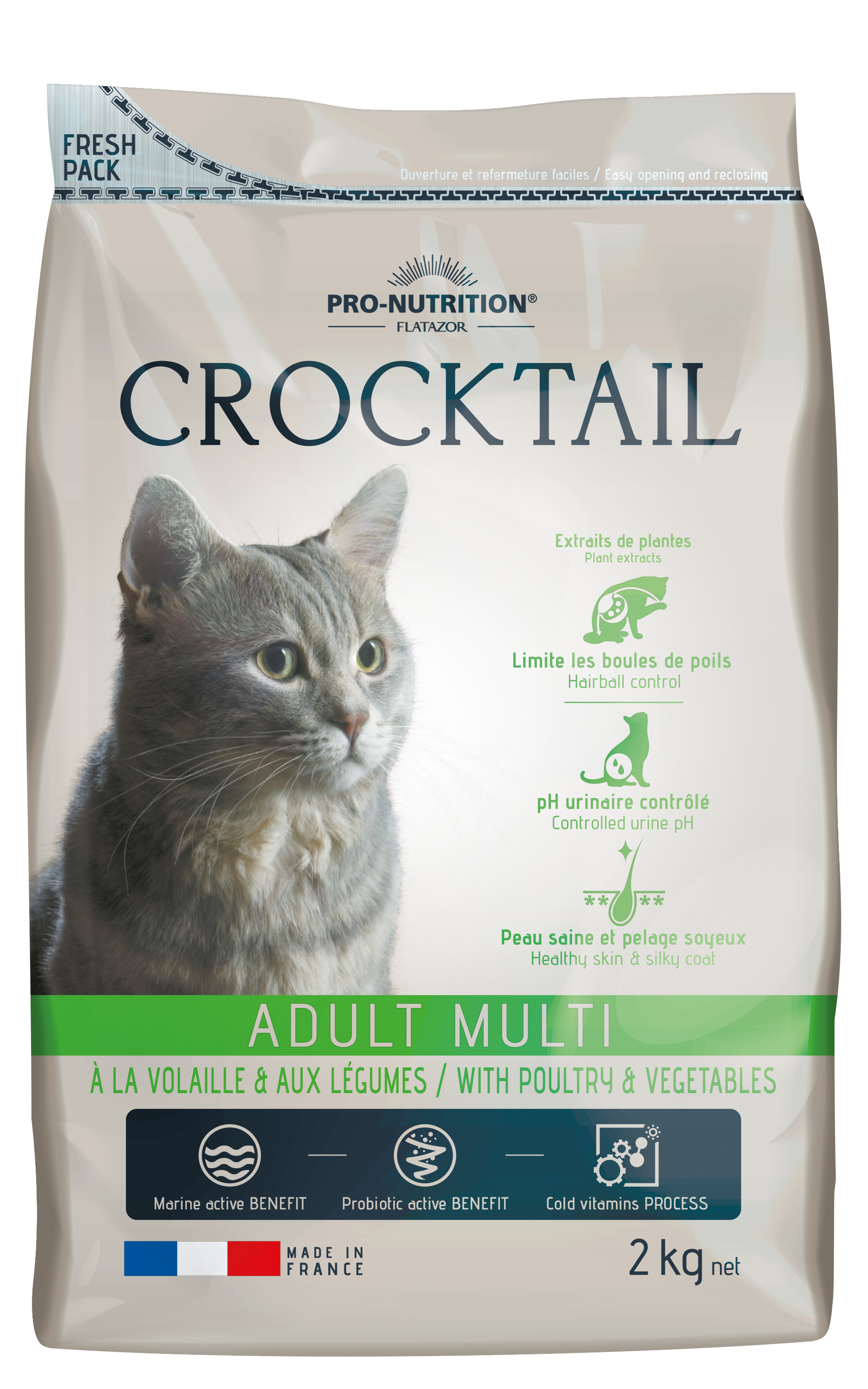 Сухий корм Pro-Nutrition Flatazor CROCKTAIL MULTI для дорослих кішок з птицею та овочами 2 кг