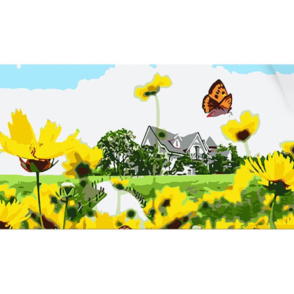 Картина за номерами Strateg Будиночок у полі 50х25 см (WW190)