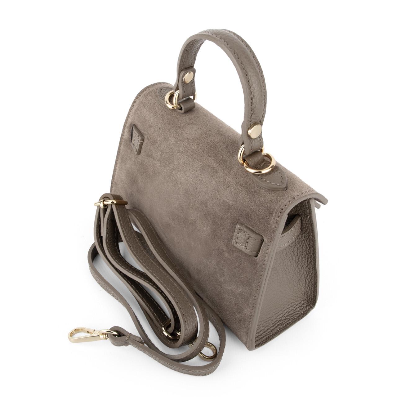 Жіноча сумка маленька замшева Virginia Conti 04011 Темний тауп (2791344857) - фото 4