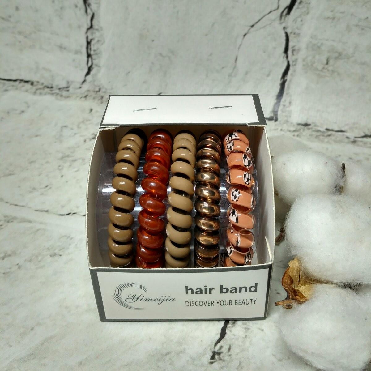 Резинки для волос Пружинки силиконовые набор 5 шт. Коричневый (217391-1)