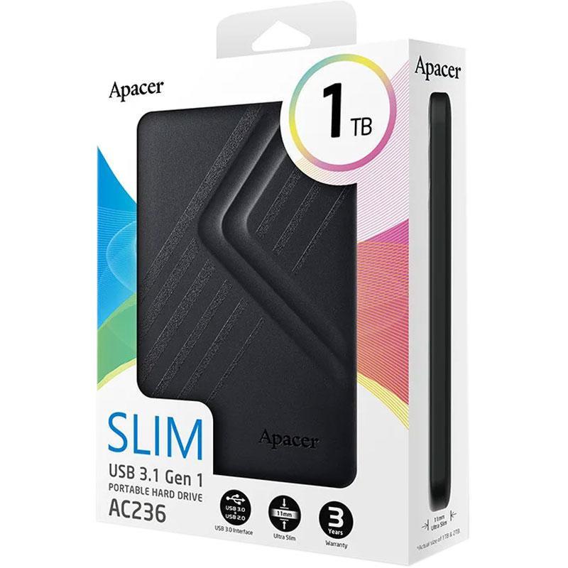 Жорсткий диск зовнішній Apacer HDD 2,5" USB 1.0TB AC236 Black (AP1TBAC236B-1) - фото 4 Жорсткий диск зовнішній Apacer HDD 2,5" USB 1.0TB AC236 Black (AP1TBAC236B-1) - фото 4
