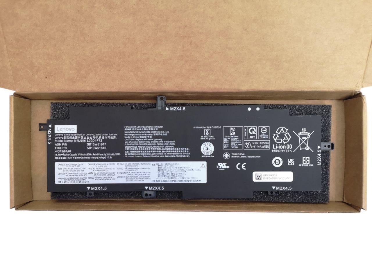 Аккумулятор для Lenovo ThinkPad T14s Gen 2/L20C4P72/L20D4P72/L20M4P72/L20L4P72 3711mah 57Wh