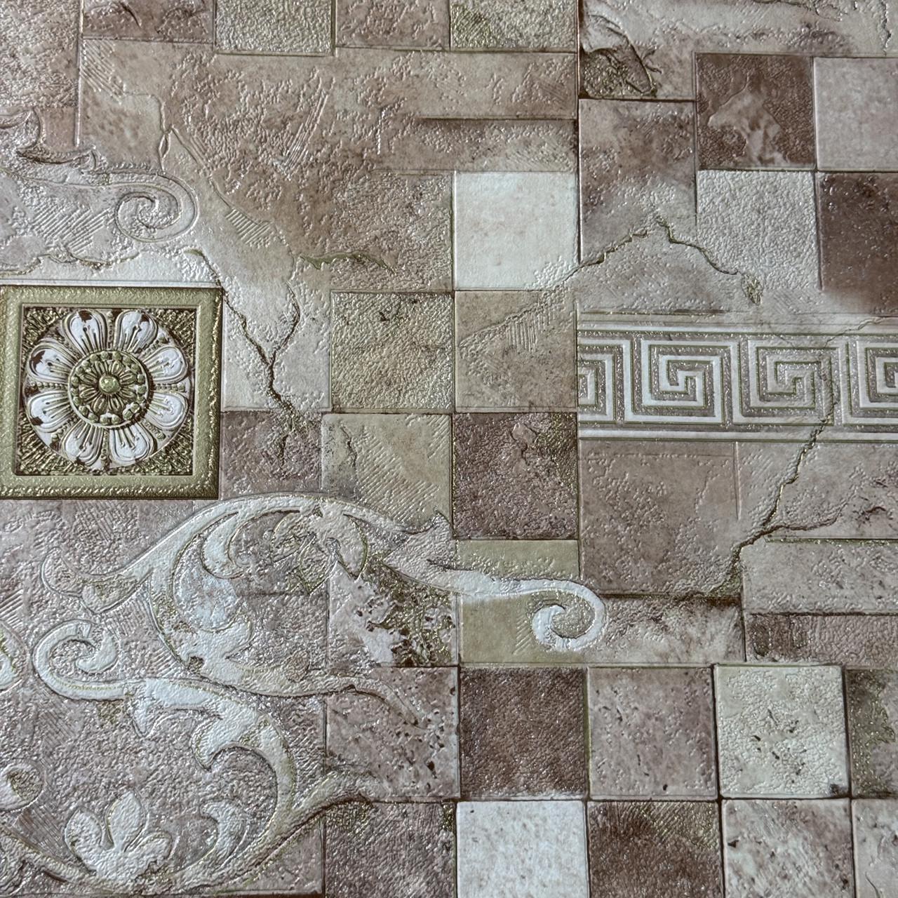 Шпалери вінілові на паперовій основі миючі під камінь 0,53x10,05 м Коричневий (5792-02) - фото 1