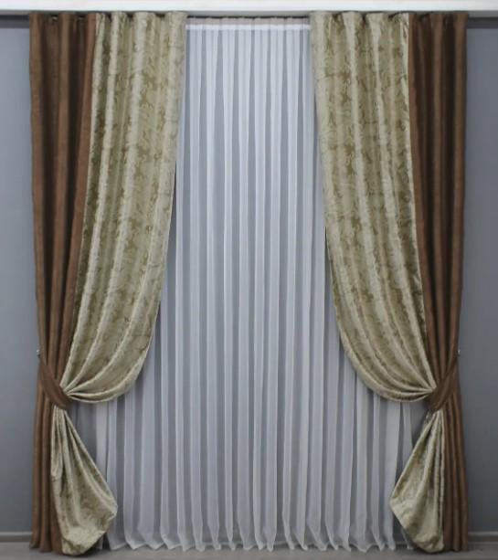 Шторы комбинированные софт 1,5х2,7 м 2 шт. Коричневый/Бежевый (014дк/094-1111шА) Шторы комбинированные софт 1,5х2,7 м 2 шт. Коричневый/Бежевый (014дк/094-1111шА)