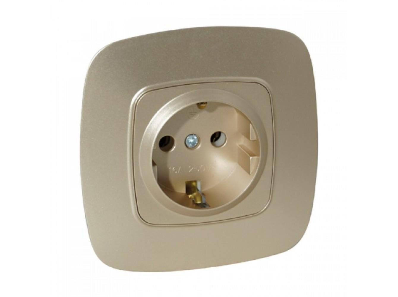 Розетка встроенная HOROZ ELECTRIC ELA с заземлением 16А 250V Золотой (112-007-0006-030)