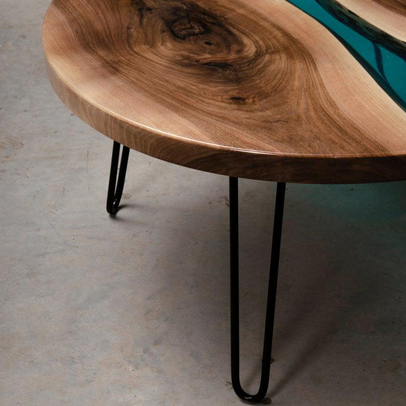 Стол журнальный Сидней дизайнерский река круглый из прозрачной эпоксидная смолы и массива ореха 800х480 мм - фото 5 Стол журнальный Сидней дизайнерский река круглый из прозрачной эпоксидная смолы и массива ореха 800х480 мм - фото 5