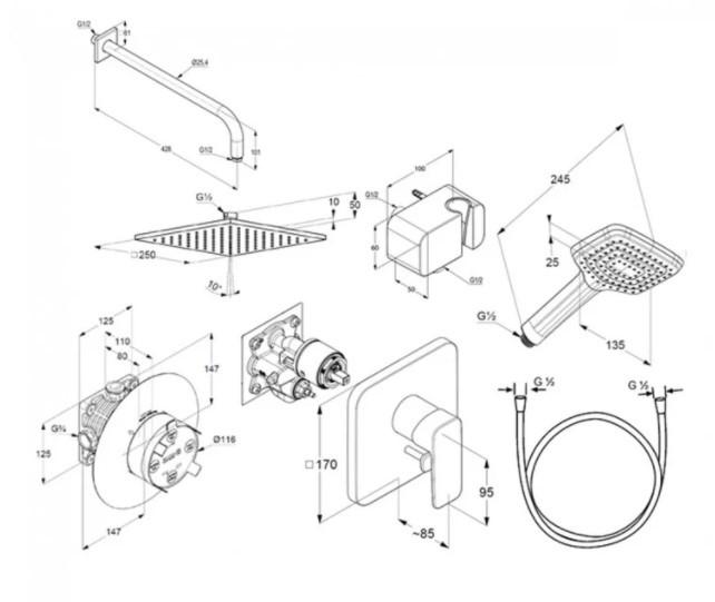 Душова система Kludi Pure&Style 406300575 Хром - фото 2 Душова система Kludi Pure&Style 406300575 Хром - фото 2
