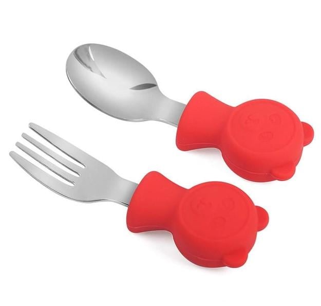 Набор детского фраже вилка/ложка силикон 9,5х3 см 2 пр. (AN012700)