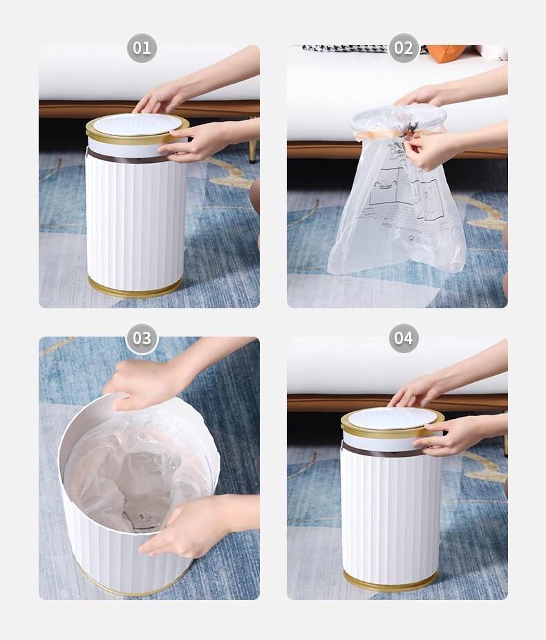 Відро для сміття сенсорне JAH Nordic кругле 9 л Біло-золотий - фото 8 Відро для сміття сенсорне JAH Nordic кругле 9 л Біло-золотий - фото 8