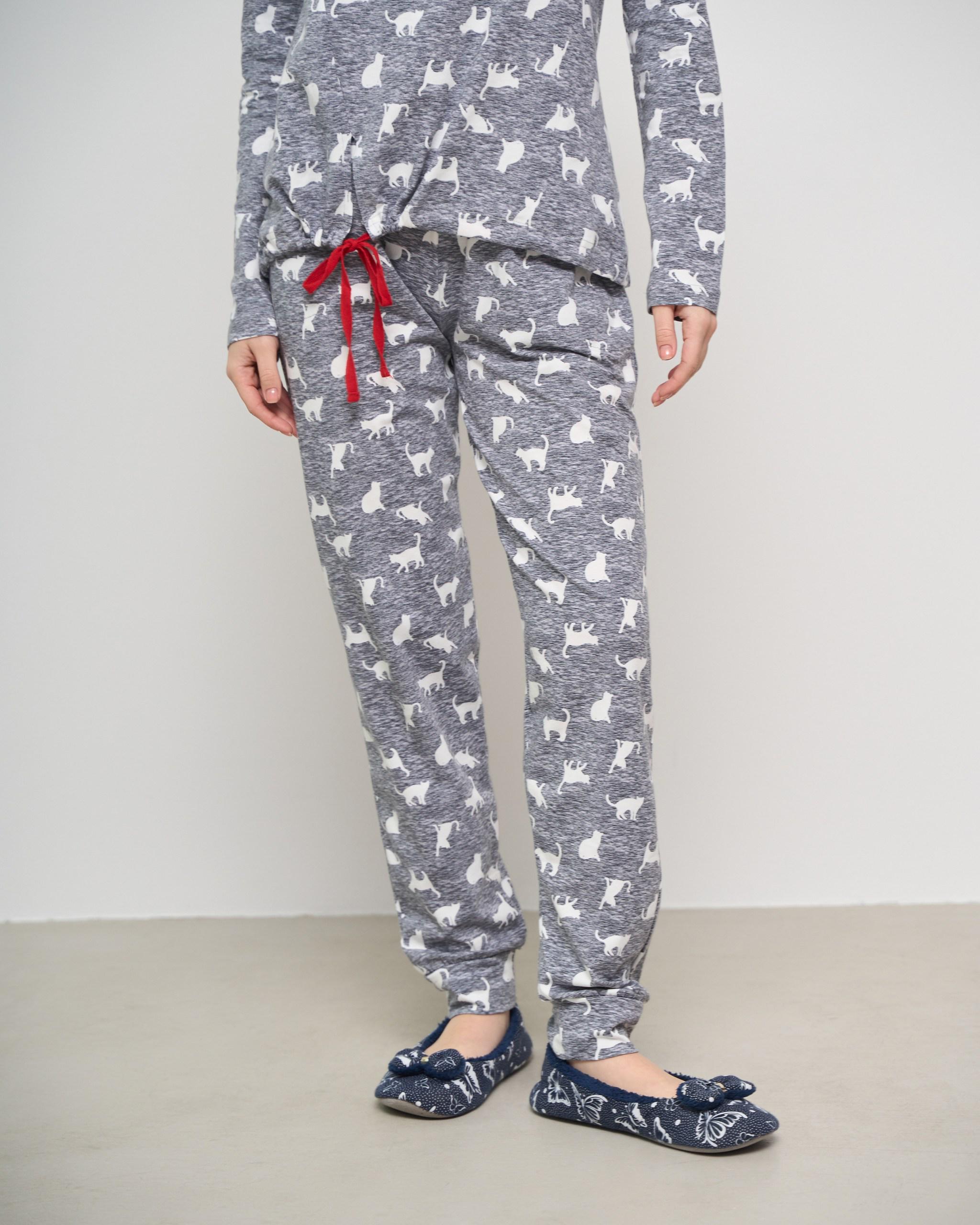 Пижама женская с брюками Котики S Светло-серый (96724) - фото 4 Пижама женская с брюками Котики S Светло-серый (96724) - фото 4