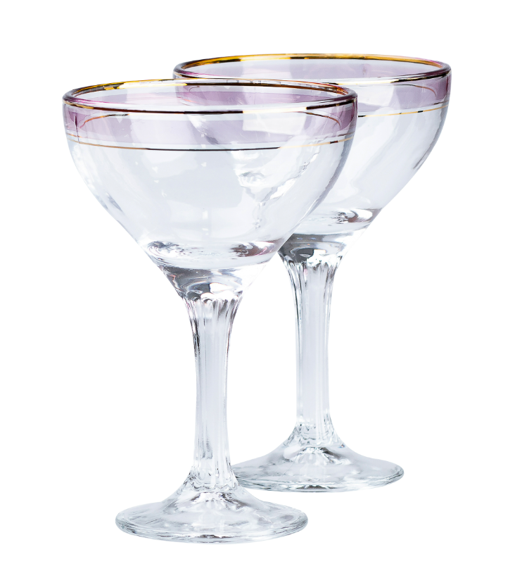 Набір келихів для фігурних коктейлів на високій ніжці 2 шт. по 290 мл Прозорий/Рожевий - фото 2