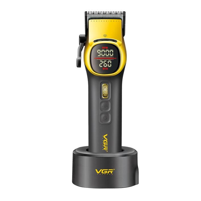 Машинка для стрижки волосся VGR V 885C з LED дисплеєм 10 насадок Gold (31330825)