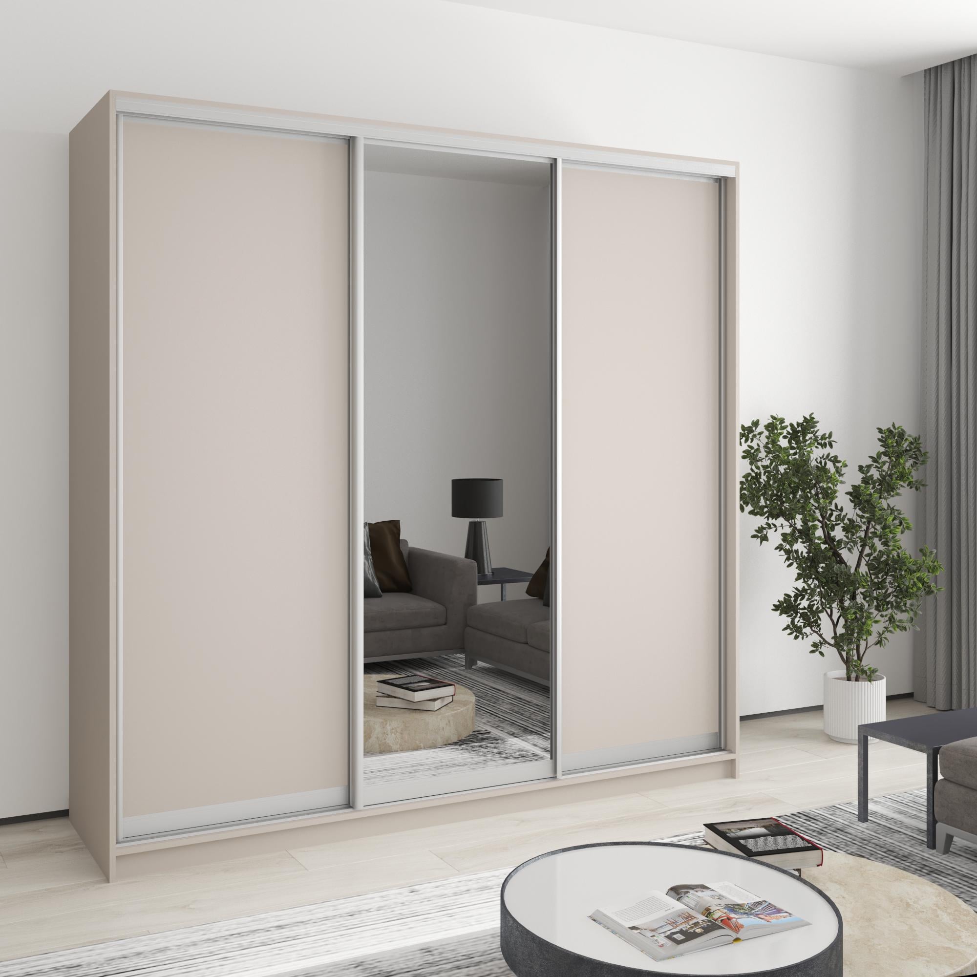 Шкаф-купе трехдверный MebelStar Стандарт AL 2ДСП/Зеркало 210x45x210 см Кашемир (MBS-2929)