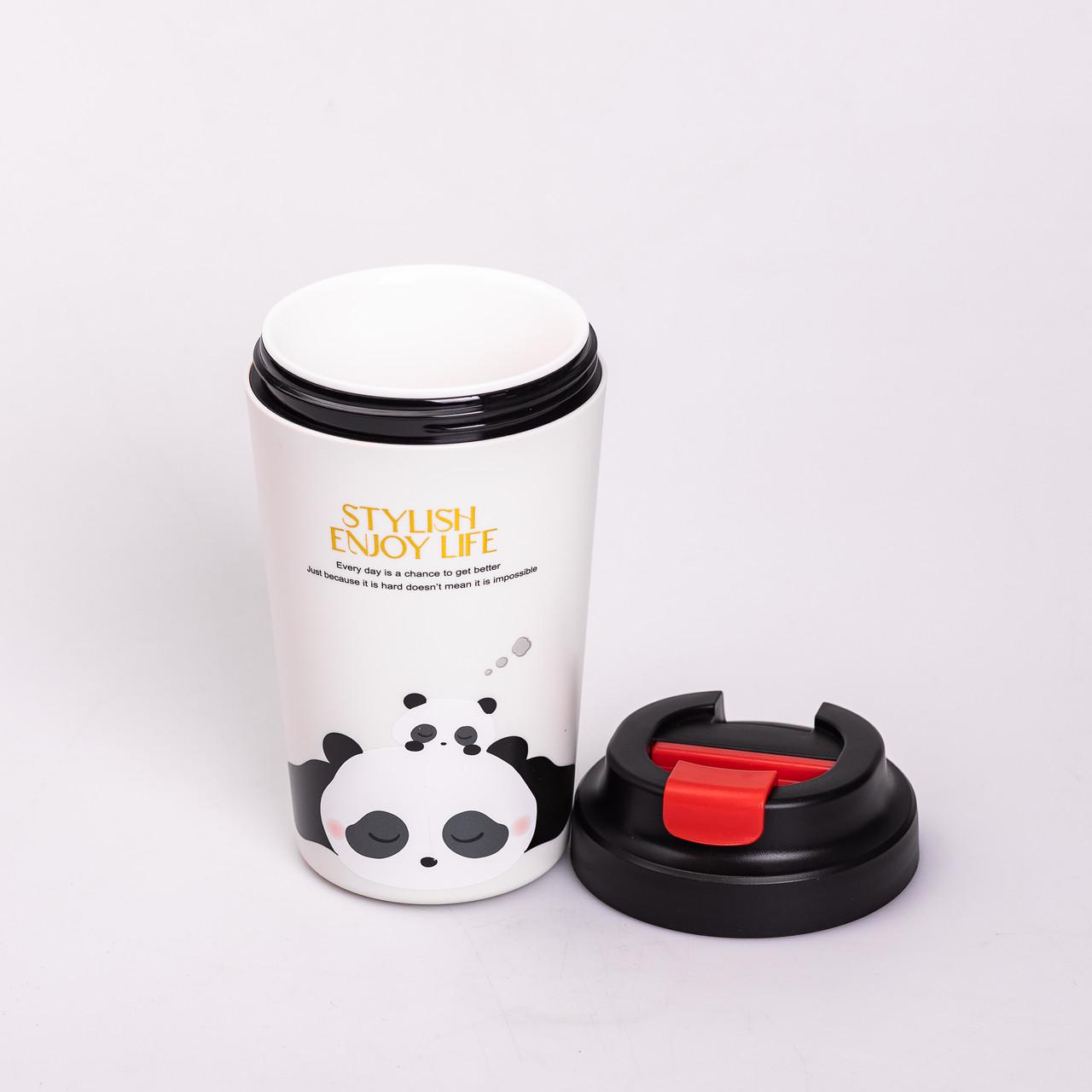 Термокружка Panda із керамічною колбою 380 мл Чорний (HP-14-12B) - фото 4 Термокружка Panda із керамічною колбою 380 мл Чорний (HP-14-12B) - фото 4