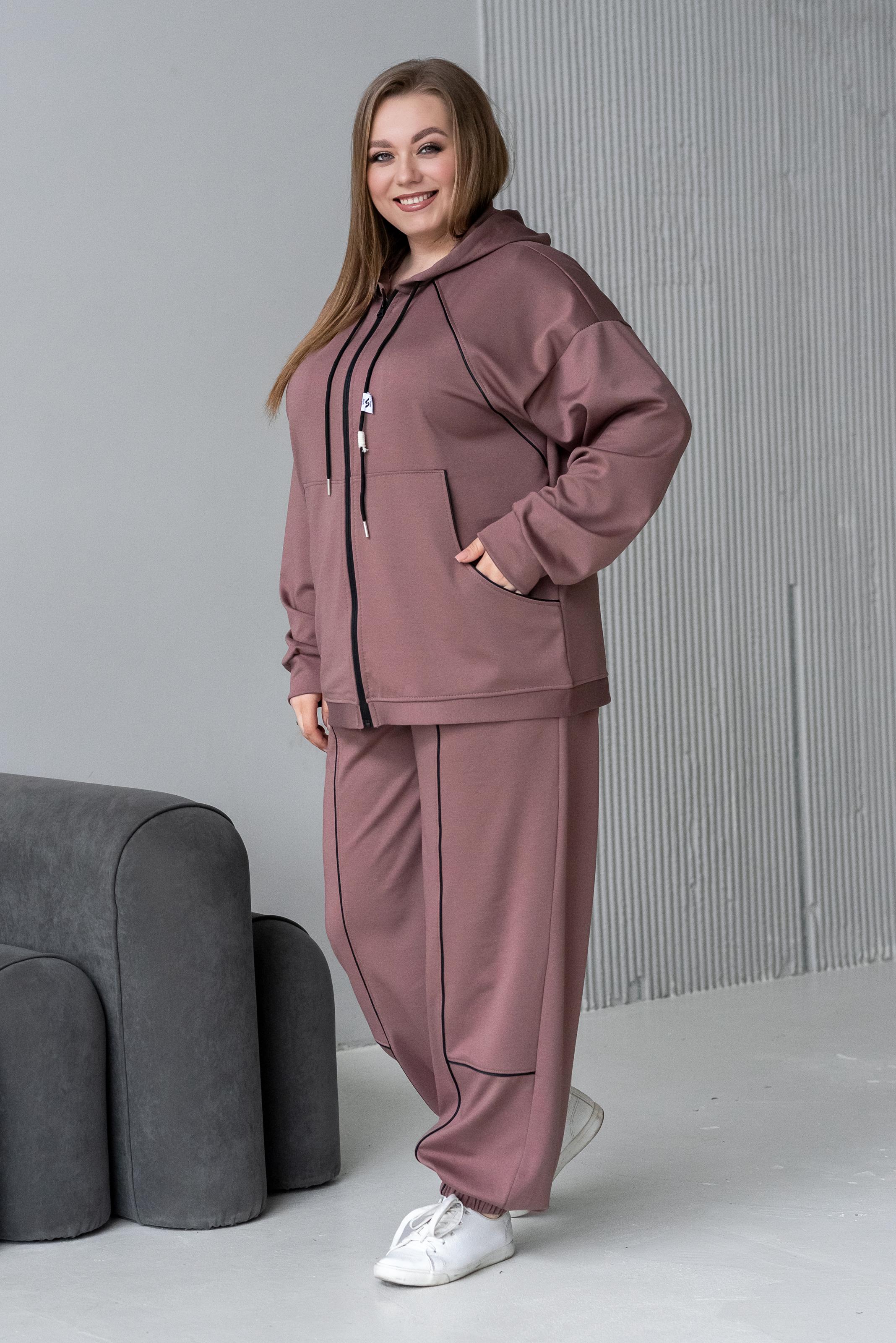 Спортивный костюм женский Тэч р. 58 Коричневый - фото 3 Спортивный костюм женский Тэч р. 58 Коричневый - фото 3