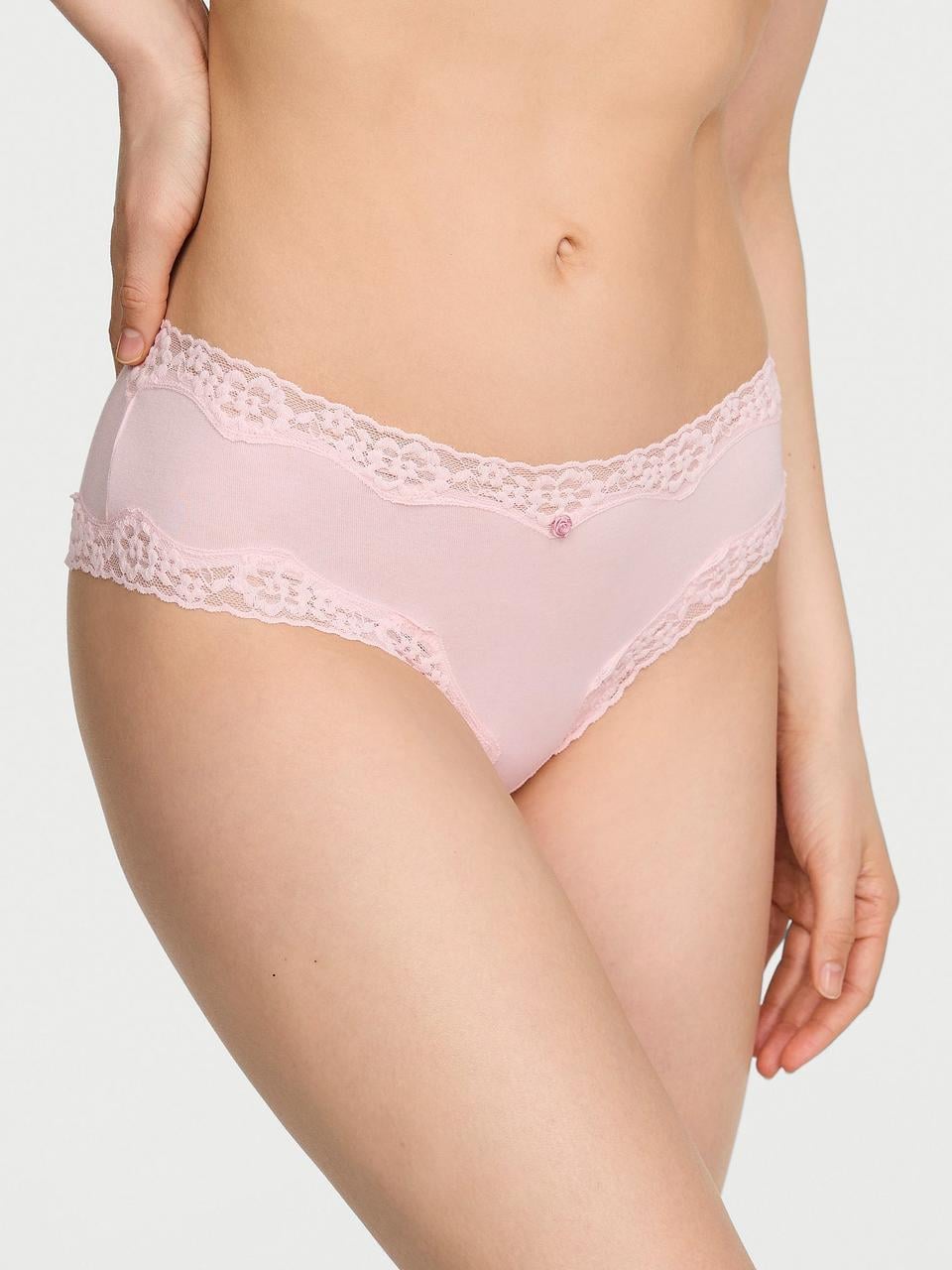 Трусики женские Victoria's Secret Cotton Lace-Waist Cheeky M Розовый (3182154760)