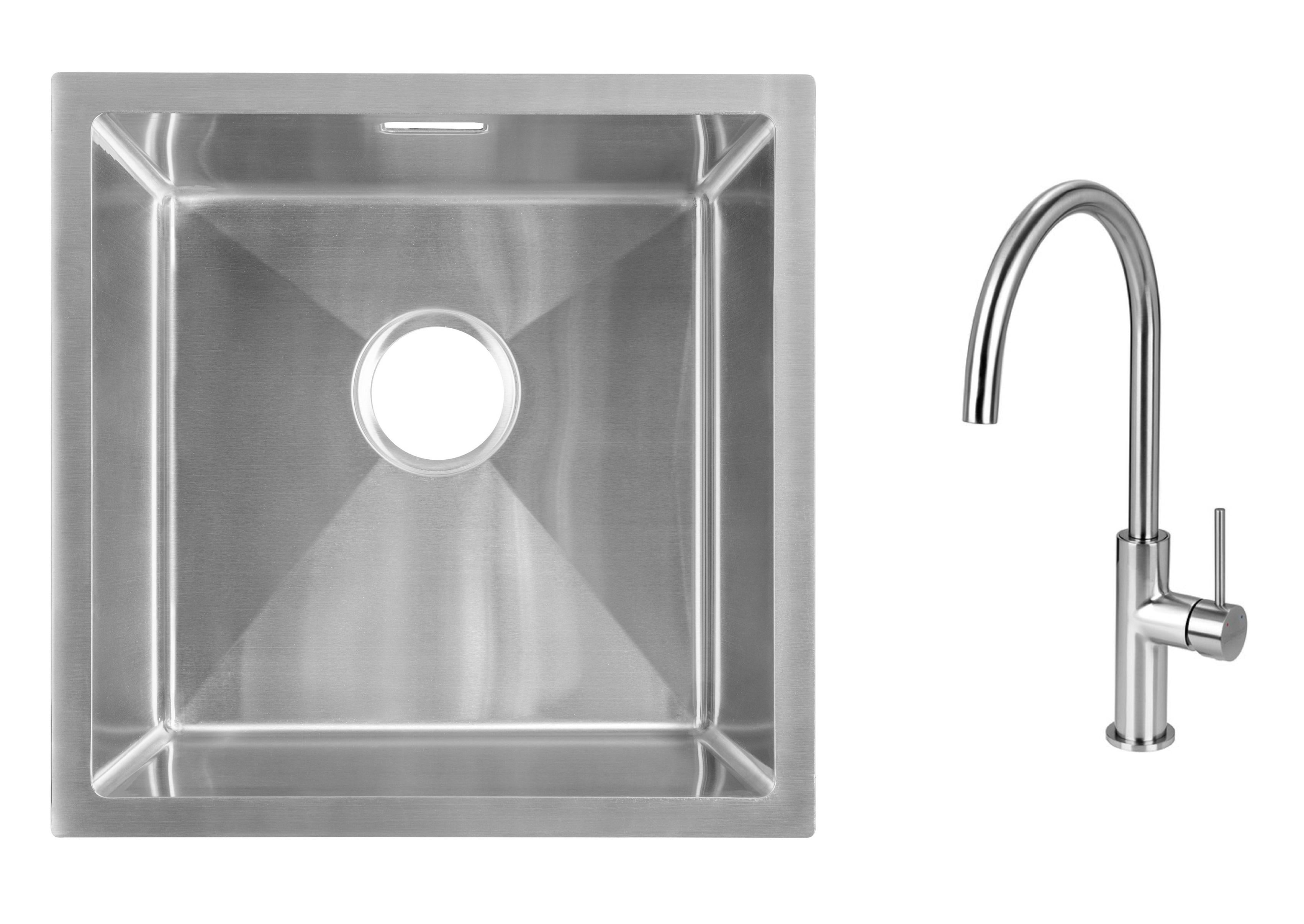 Комплект з кухонної мийки Gunter&Hauer Olef 4522 Inox та кухонного змішувача Gunter&Hauer STROM Brush