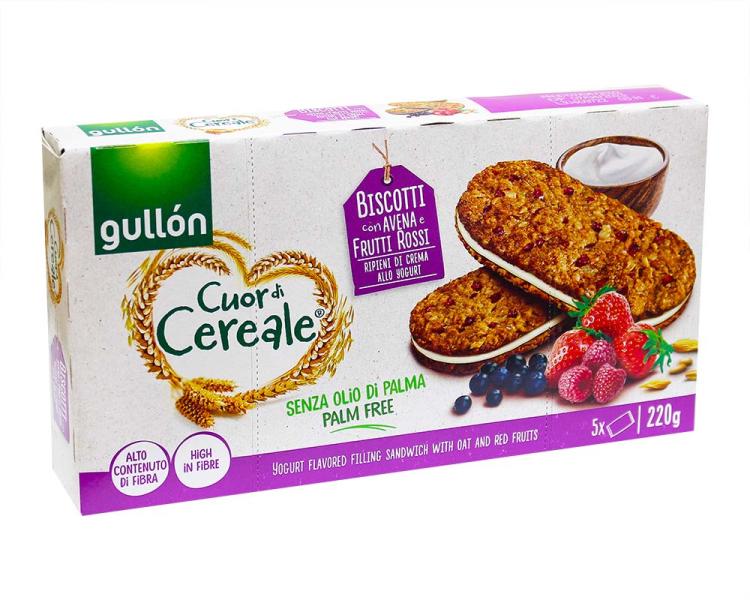 Печенье Gullon Cuor di Cereale овсянное с ягодами без сахара 220 г