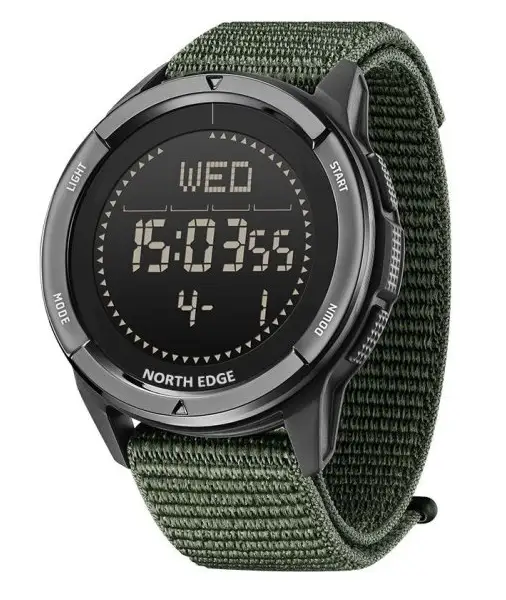 Часы водостойкие ударопрочные с компасом North Edge Alps 5 BAR Green Часы водостойкие ударопрочные с компасом North Edge Alps 5 BAR Green