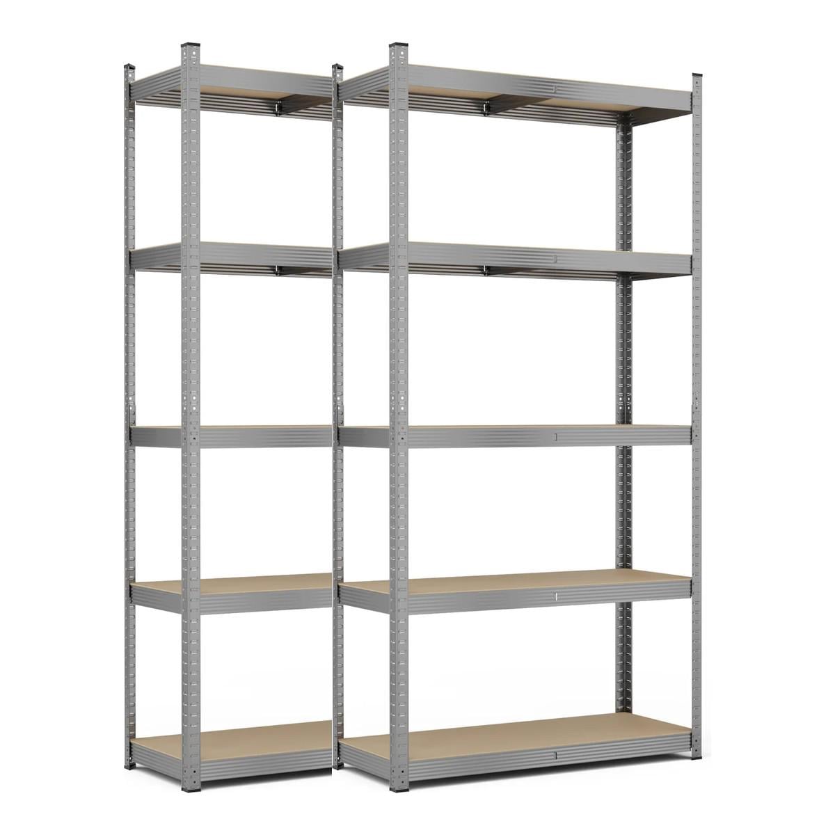 Комплект из 2 стеллажей металлических 2220x1100x450 мм оцинкованных StahlPro 5 полок МДФ