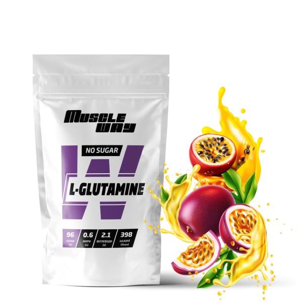 Аминокислота MuscleWay L-Glutamine Маракуйя для мышечной ткани на 40 порций 200 г (21-125-glu-mw-rs200.9)